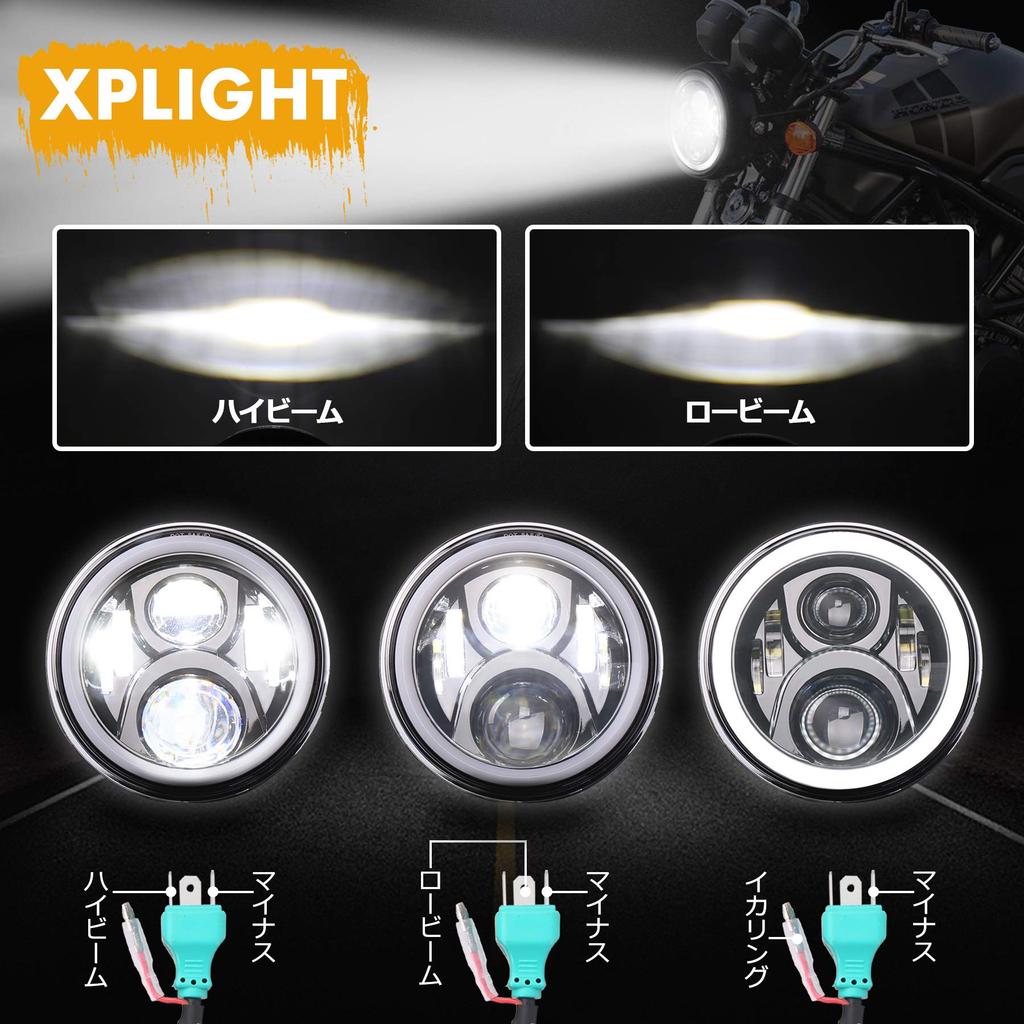 VTR250 Headlight, PXPART LED 7" Headlight Hi/Lo Beam Daylight DRL Function for CB400SF CB1100 CB750 Honda Motorcycle