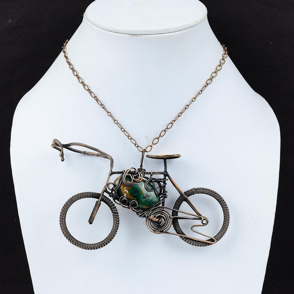 Cuprite Chrysocolla Pendant Copper Wire Wrapped Pendant Cycle Pendant Unique Copper Jewelry Gemstone Pendant Handmade Pendant Gift For Women