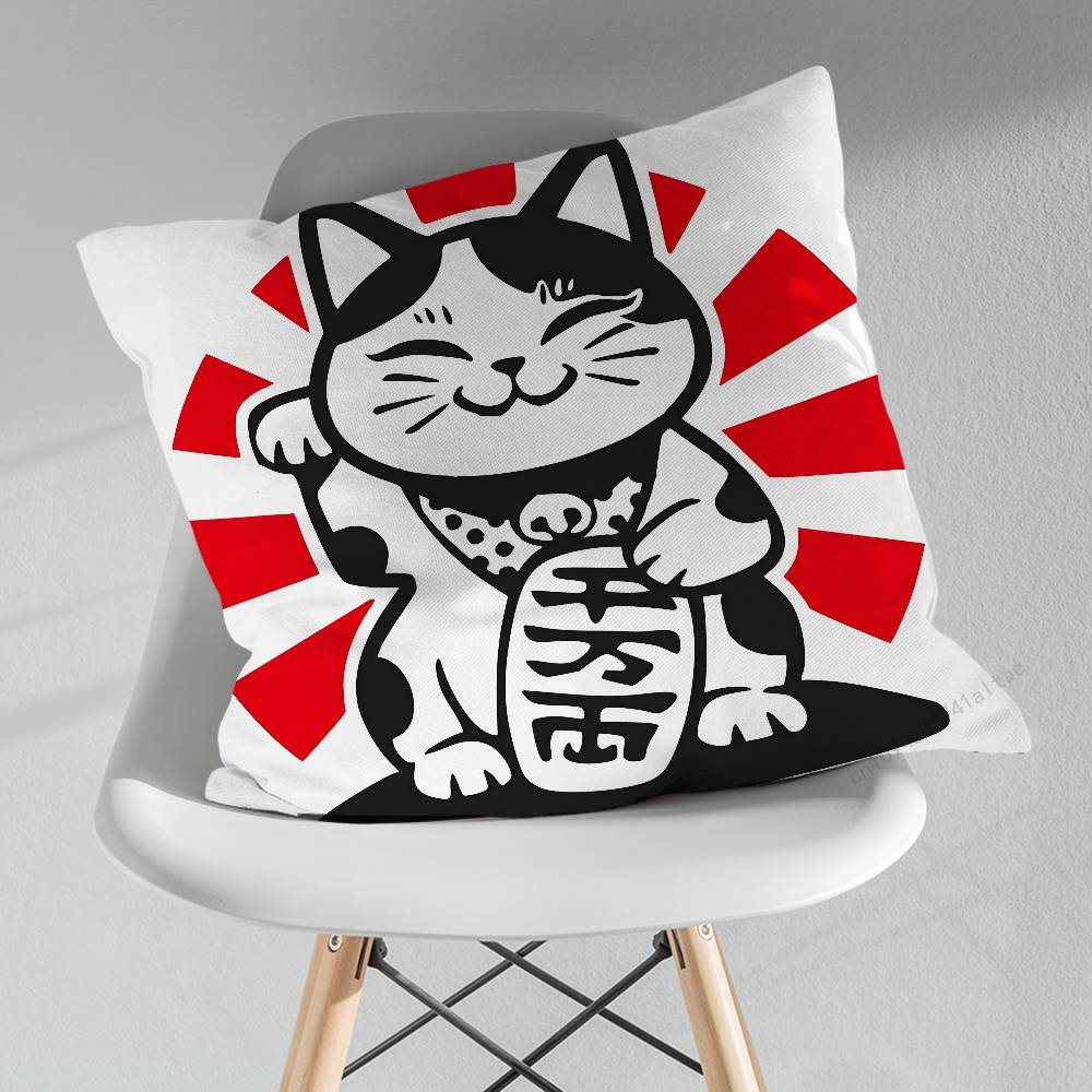 Cartoon Glückskatze Japanisch Verschiedene Größen Quadratische Kissenhülle Für Auto Haus Schlafzimmer Dekor Geburtstag Geschenk