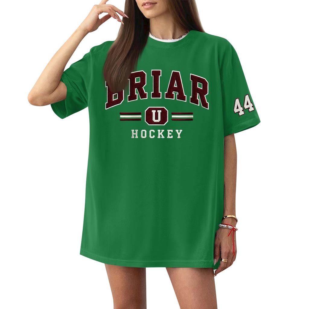 Women Casual Short Sleeve T Shirt Letter Print Loose Fit Crew Neck Cotton Blend Lightweight Tee Top for Everyday Wear