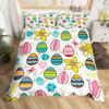 Watercolor Easter Eggs King Queen Bedding Set Happy Easter Themed Duvet Cover Toddlers Rainbow Easter Egg Polyester Quilt Cover