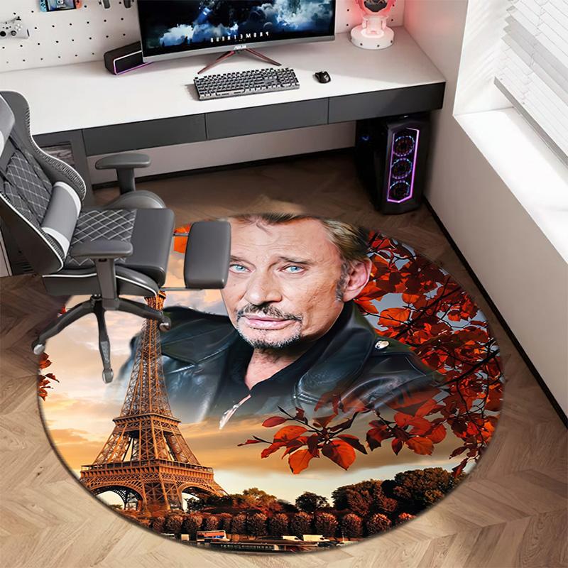 French legendary rock singer and actor Johnny Hallyday Round Carpet Soft Home Decoration Corridor Table and Chair Anti slip Outdoor Floor Mat rug H9