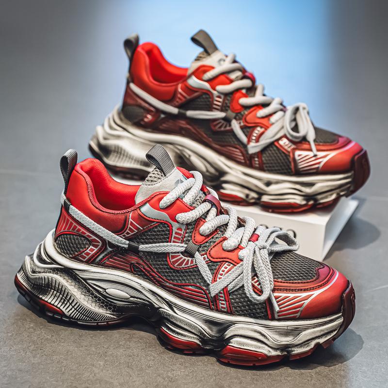 Dirty shoes polished old dad shoes catwalk students platform casual sports running shoes
