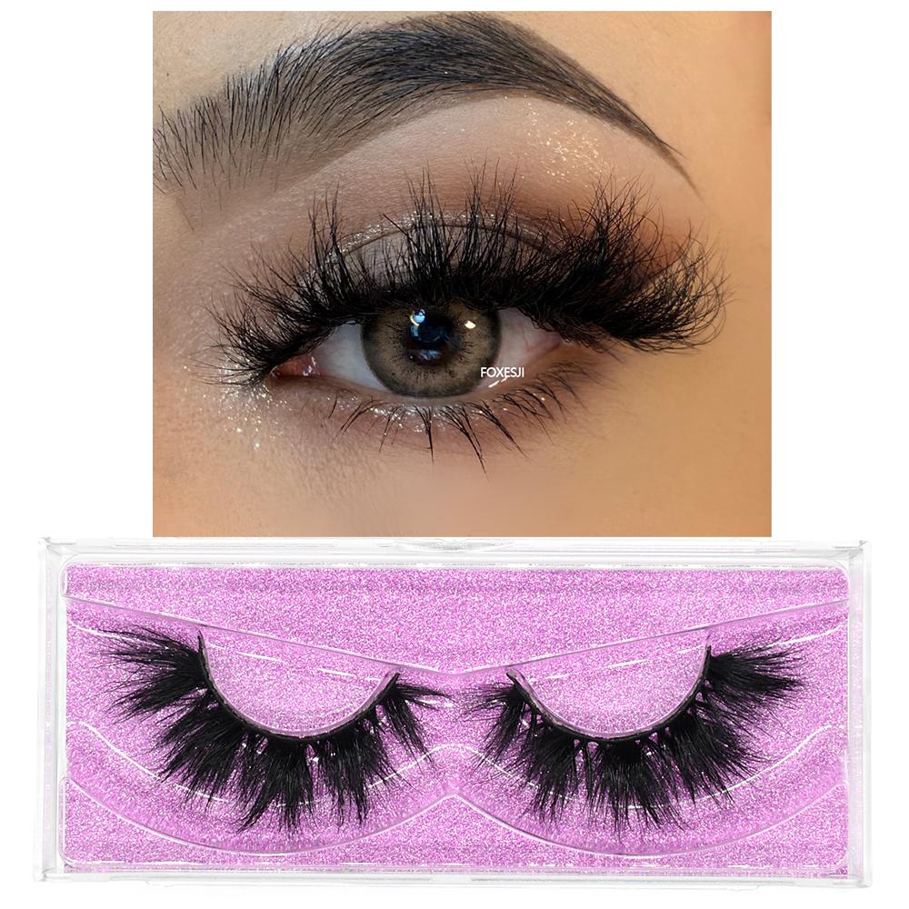 FOXESJI 3D Mink False Eyelashes Fluffy High Volume Eye Lashes Natural Wispy Full Strip Mink Eyelash Extension Bulk Lash Makeup