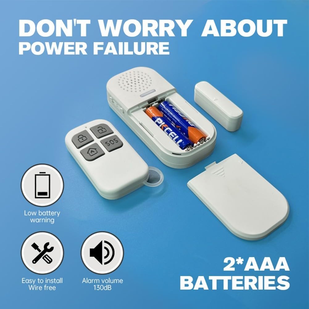 Système d'alarme de porte sans fil de 130 dB avec volume réglable et télécommande pratique