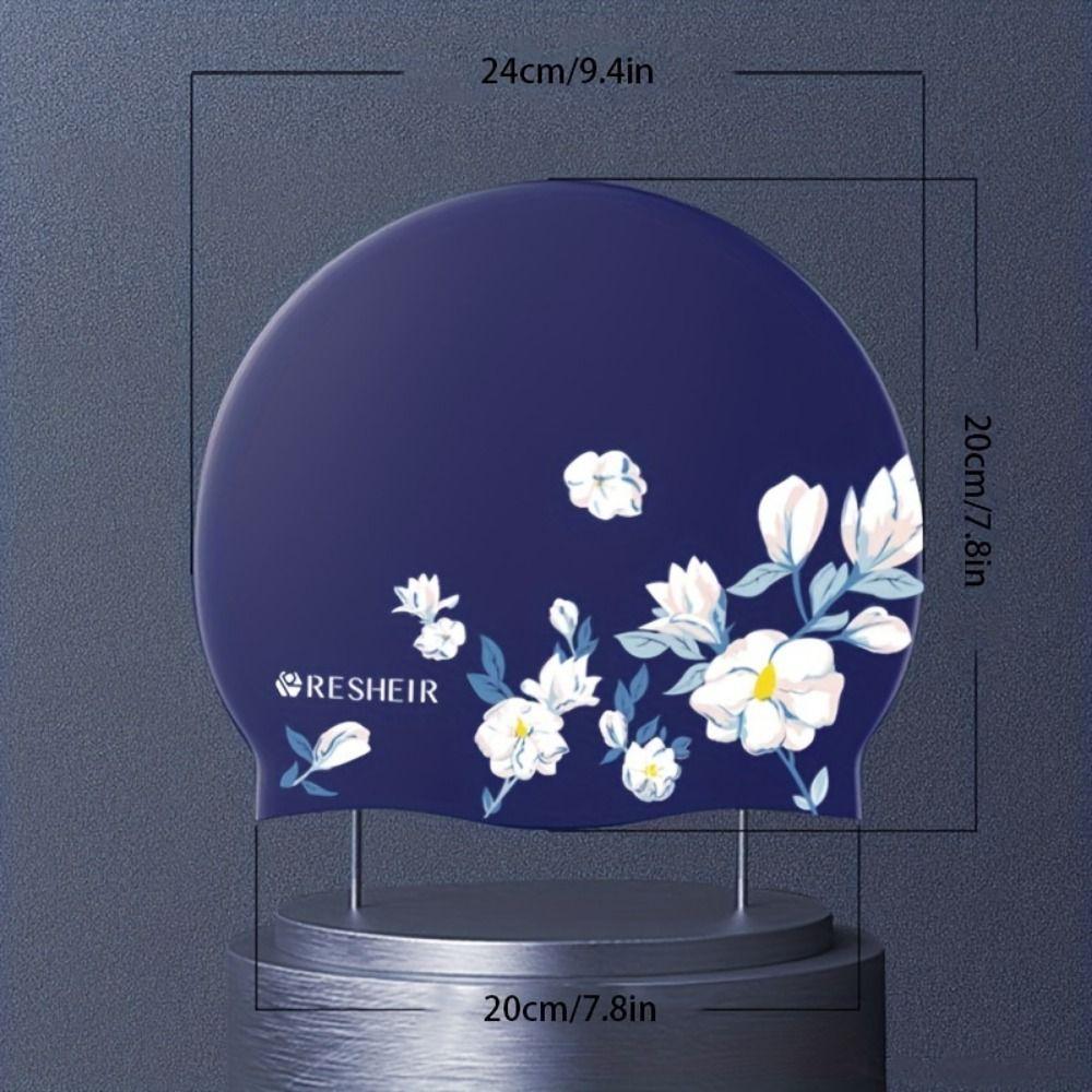 Vintage Style Silicone Swimming Cap Rose Flower Printed Swimming Cap Swimming Hat  Water Sports