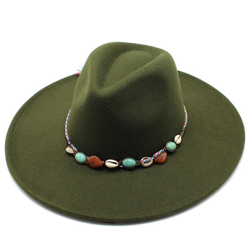 British Style Hat 9.5Cm Large Edge Woolen Top Hat Men'S And Women'S Warm Fringed Jazz Hat