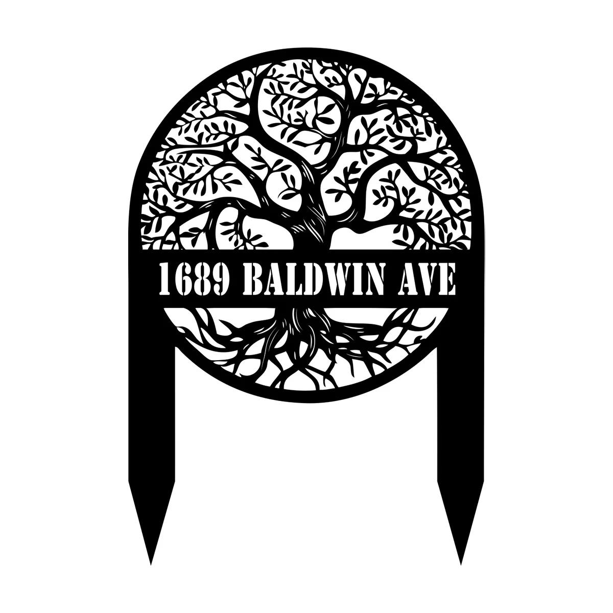 Metal Address Stake Tree House Sign   Garden Metal Stake House Number Sign   Tree Stake Address Marker Metal Sign чёрный
