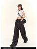 2024 Unisex Washed Black Retro High-Waist Loose Wide-Leg Mopping Jeans