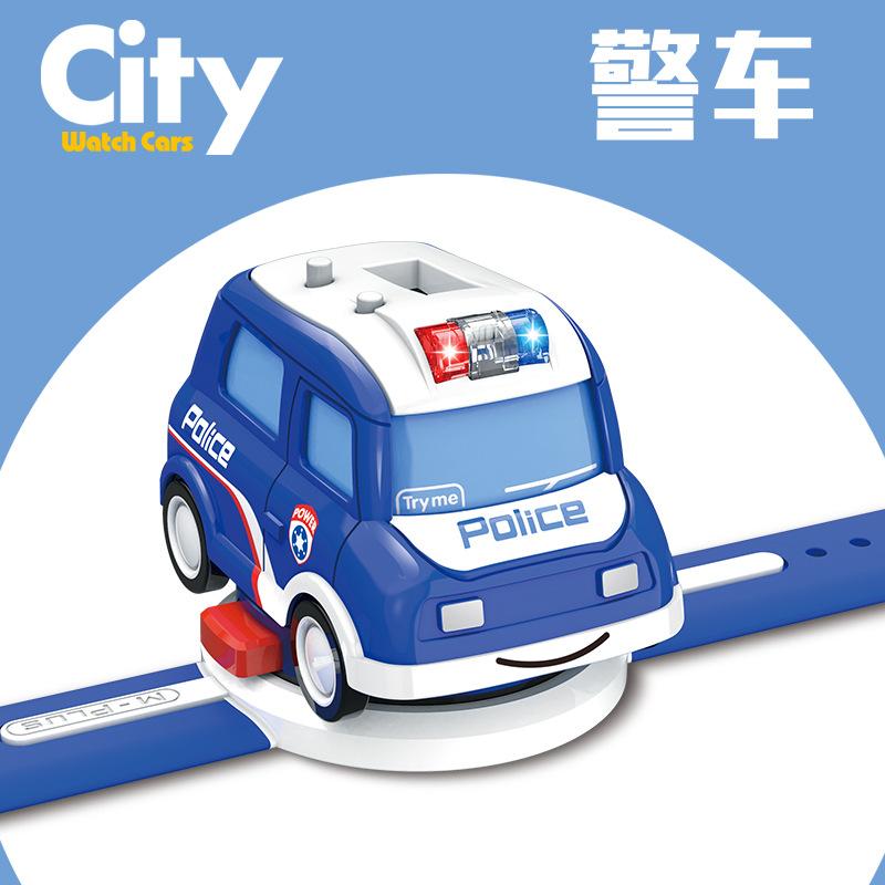 Interesting Alloy Electronic Watch Back Force Induction Cartoon Car Sound And Light Children's Toy Car Watch