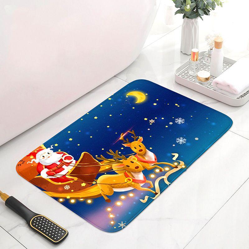 1ks Vánoční koberec Domácí Dekor Koupelnová předložka Absorpční vstupní Rohožka Protiskluzová Sněhová vločka Kuchyň Potištěný Santa Claus