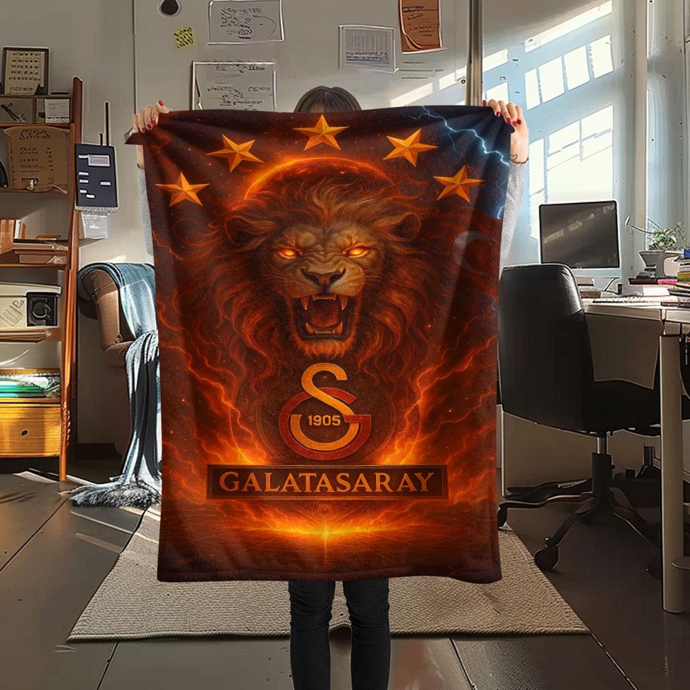 1PC Galatasaray SK Patterned Flannel Blanket Suitable For All Seasons for Home Decor Warmth and Comfort Gifts Holiday Present