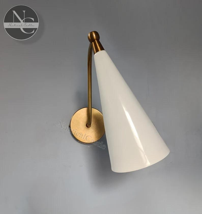 Brass Diabolo Wall Sconce: Mid Century Italian Plug In Lamp