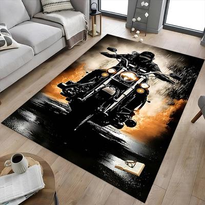 1PC Motorcycle Non-Slip Floor Carpet Compatible for Office&Living Room&Dining Room - Flat-Weave Machine- Soft & Pattern-E231