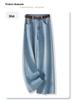 Dark Blue Vintage High-Waisted Wide-Leg Denim Pants - 2025 Spring/Summer Loose Slimming Casual Trousers