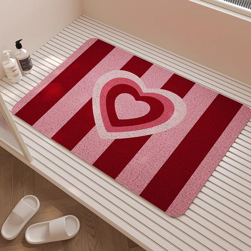 

Red Heart Non-Slip Silk Loop Bathroom Floor Mat - Anti-Fall Foot Pad for Kids in Toilet & Shower. 40x60cm