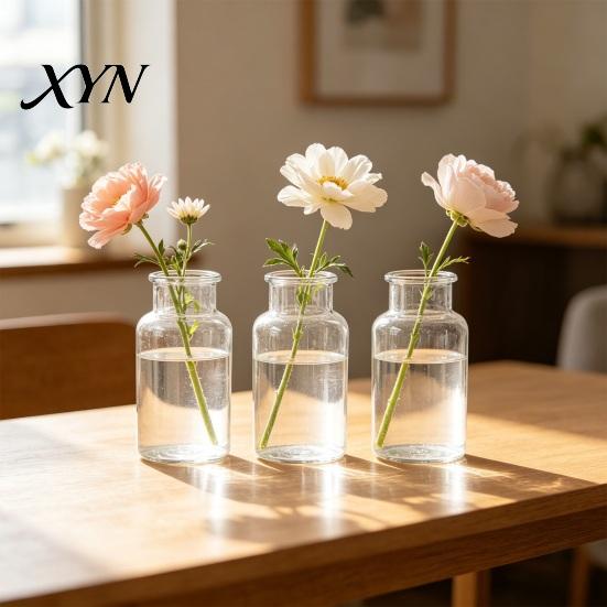 Stylish Table Centerpiece Small Vases for Flowers, Mini Clear Glass Bud Vases, Durable Practical Vase Flower Wedding Home Decor, Housewarming