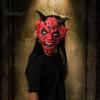 Máscara de Diablo para Halloween Máscara de Satán, Disfraz Realista de Cabeza Completa de Látex con Accesorios Largos y Escalofriantes de Cuernos Rojos y Colmillos, Accesorios de Fiesta de Cosplay Aterradores