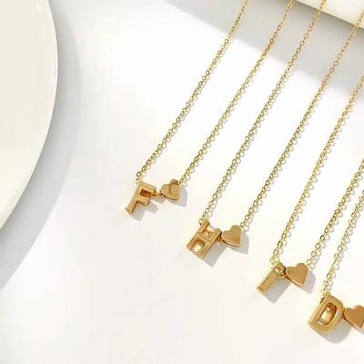 Modische kleine zierliche Halskette mit Herz-Anfangsbuchstaben, personalisierte Buchstaben-Halskette, Schmuck für Frauen