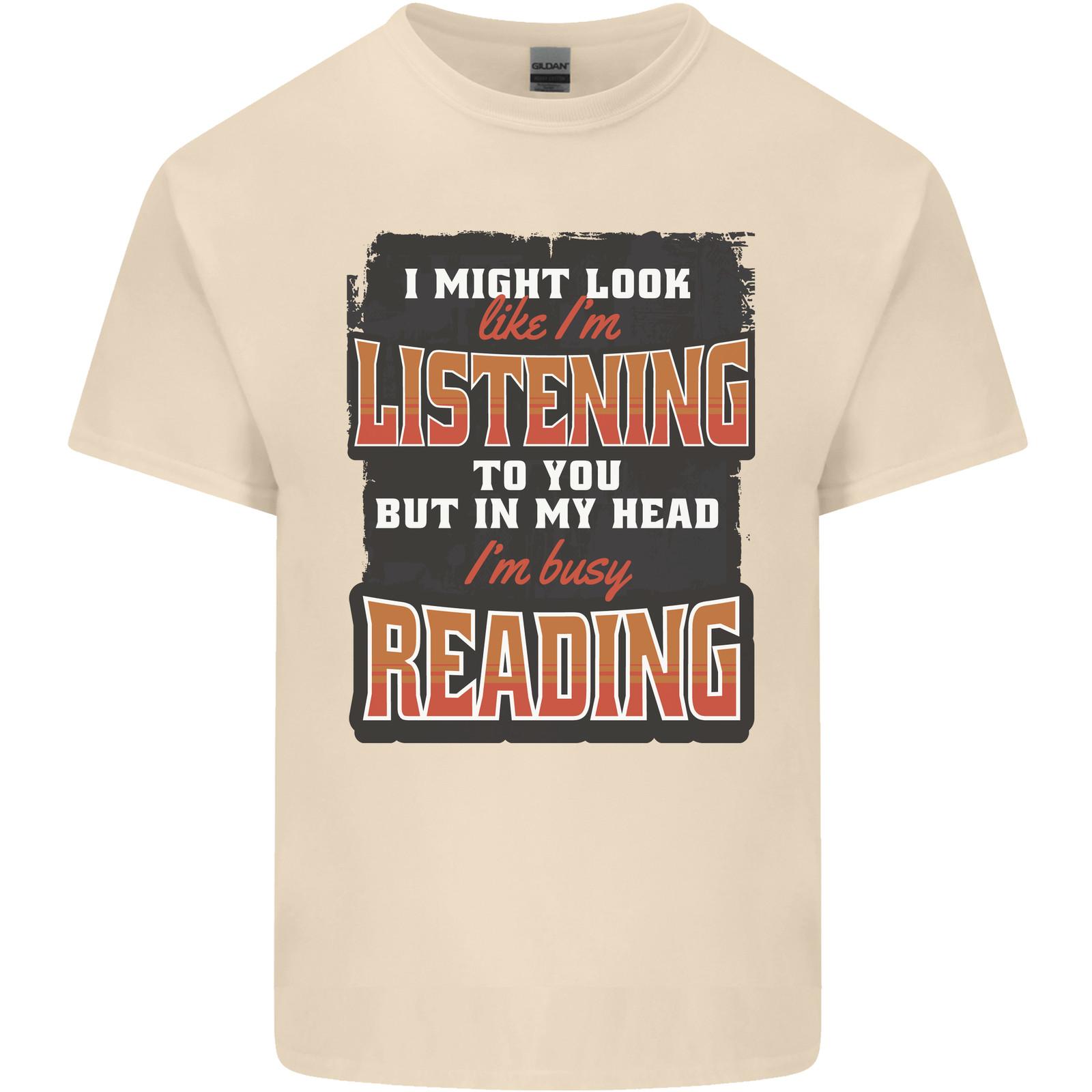 My Head I m Busy Reading Bookworm Mens Cotton T-Shirt Tee Top 2XL