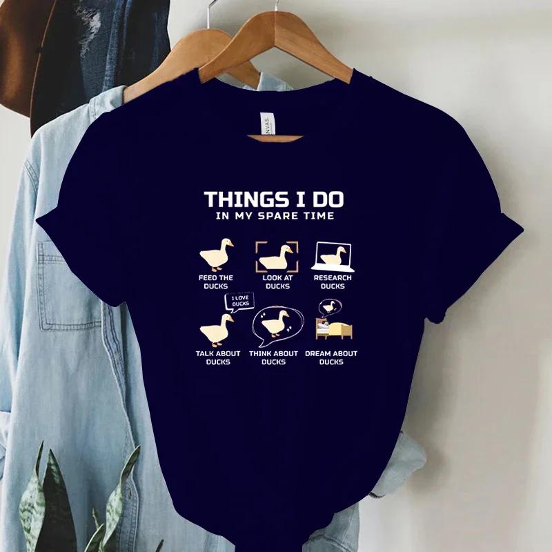 Funny Animal Duck T Shirt for Women Things I Do In My Spare Time Graphic Tees Shirt Harajuku Women Tshirt FeUnisex Tshirt Clothes