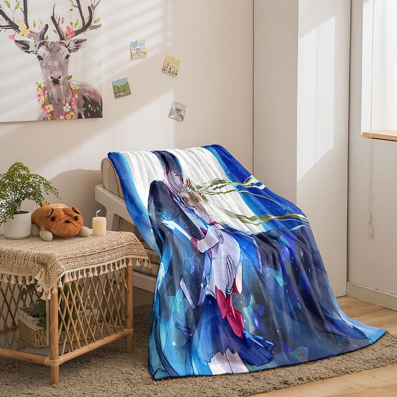 Japanese Beauty Girl Series Flannel Fleece Blanket 3D Printed Sofa Blanket Thickened Blanket