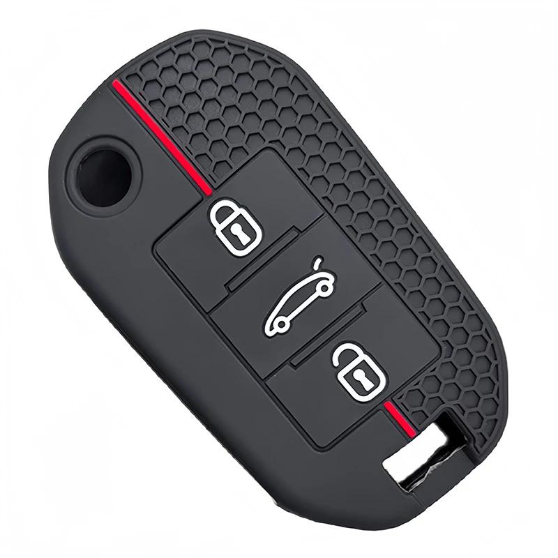 Silicone Flip Folding Key Fob Cover For Peugeot 208 2008 301 308 3008 Rcz 508 408 2008 307 Case For Citroen C3 C4 Berlingo