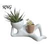 Fun Housewarming Gifts for Plant Lovers Funny Smiling Face Planter, Lying Down Lazy Guy Pot with Drainage Unique Cactus Planter Gift Birthday