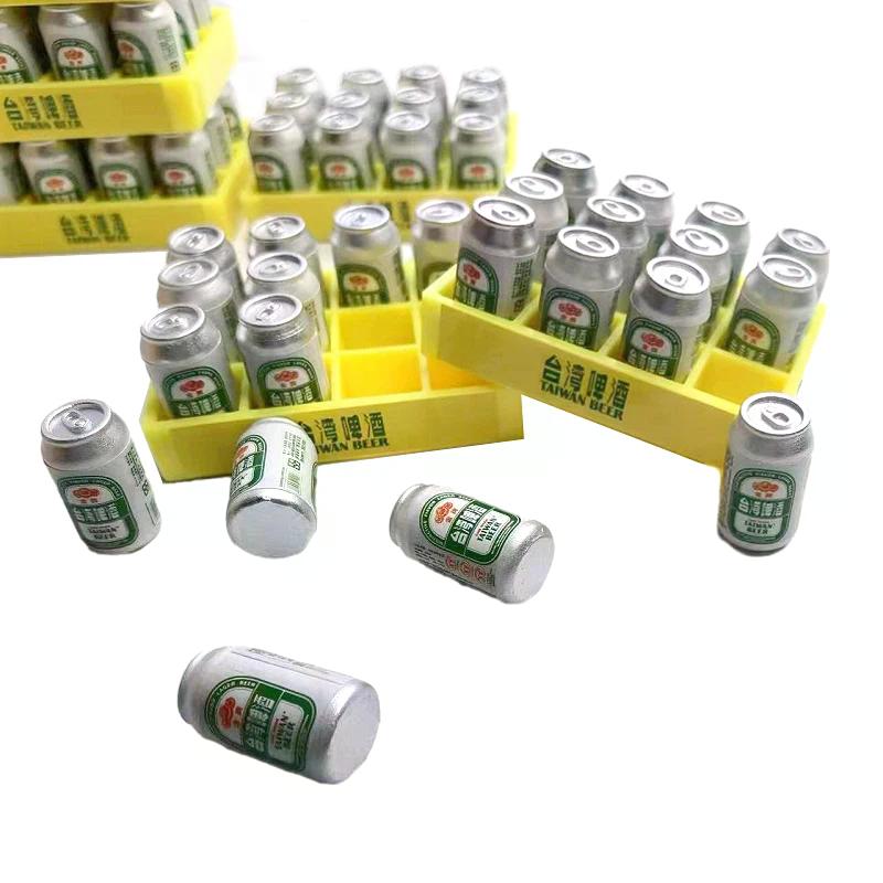 1set Dollhouse Miniature Model Beer Can Mini Drink Bottle Box Kitchen Decor Toy Doll House Accessories 1:6 W/box