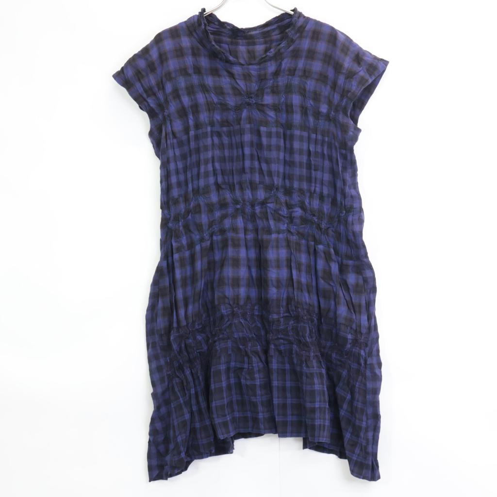 Haat Black and Purple Pleated Checkered Dress Dress 3 black/purpleUsed