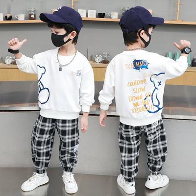 Meninos primavera e outono moletom terno infantil primavera roupas esportivas legal bonito novo bonito elegante frito rua primavera conjunto de duas peças
