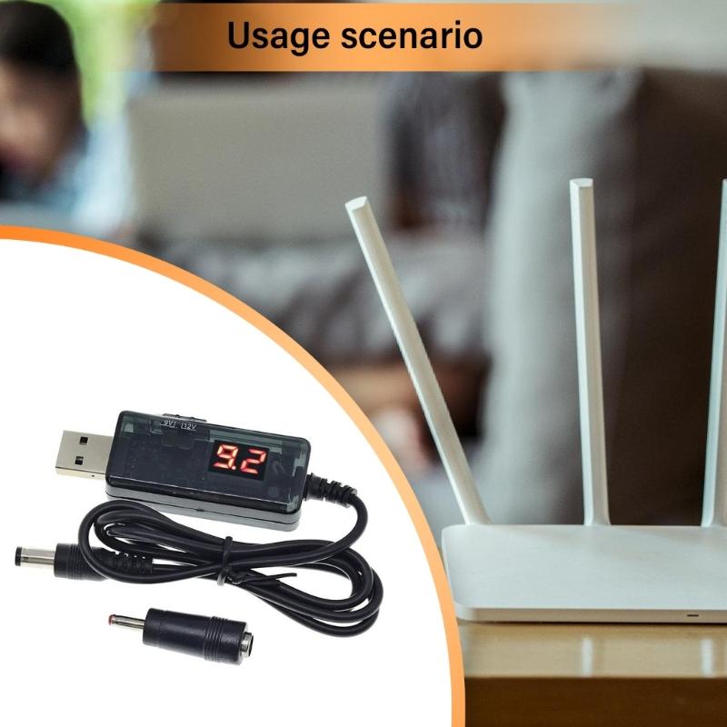 USB To 9V/12V Power Boost Cable With 5.5mm 3.5mm 5.5x2.1mm 3.5x1.35mm Connectors For Electronics