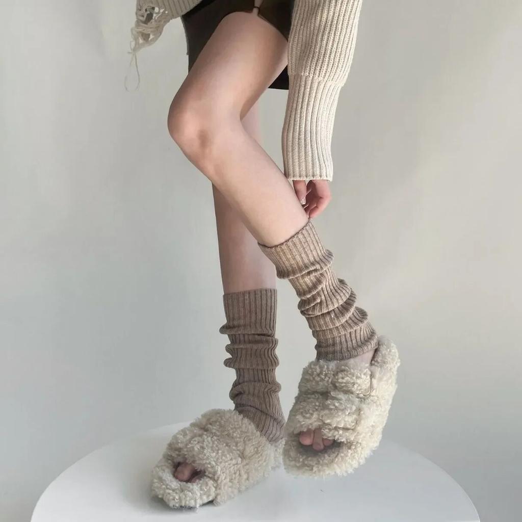 Leg Warmer Socks Women's Autumn and Winter Warm Knitted Foot Covers Loli Kawaii Cute Solid Color Stockings Stockings Women