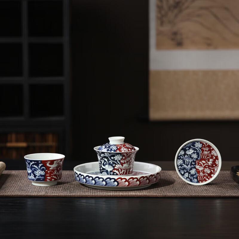 Retro Blue & White Ceramic Tea Lid Rest Coaster