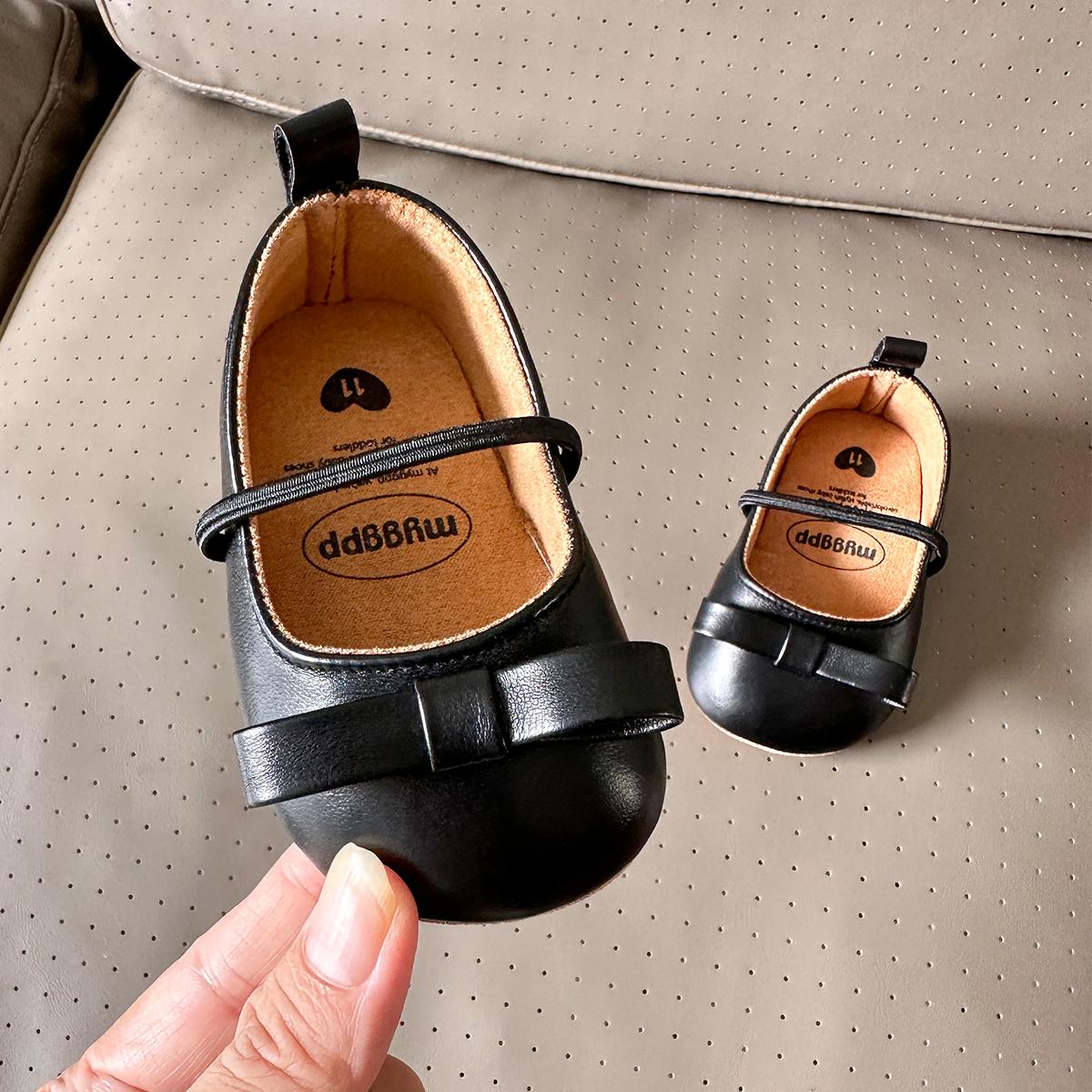 

New Baby Shoes Leather Baby Boy Girl Shoes Rubber Sole Anti-slip Multicolor Toddler First Walkers Newborn Crib Toddler Shoes 11cm(0-6 Months) чорний