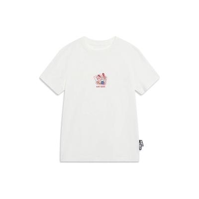 Li Ning X Disney Collaboration Zootopia Series Cartoon Embroidered Short Sleeve T-Shirt Women Tops Off-White AHST278-1
