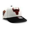 New Era 9FORTY Chicago Bulls NBA 6X Champions Grey Bottom Snapback Colored Side EU A-Frame Cap, Cream, Brim, Patch, 940AF, Exclusive, A-Frame [Used]