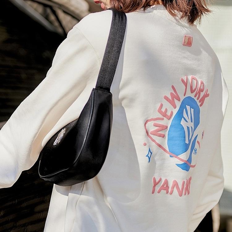New MLB Polyester Shoulder Bag Dumpling Bag Shoulder Bag Women's Black 3ABQS032N-50BKS