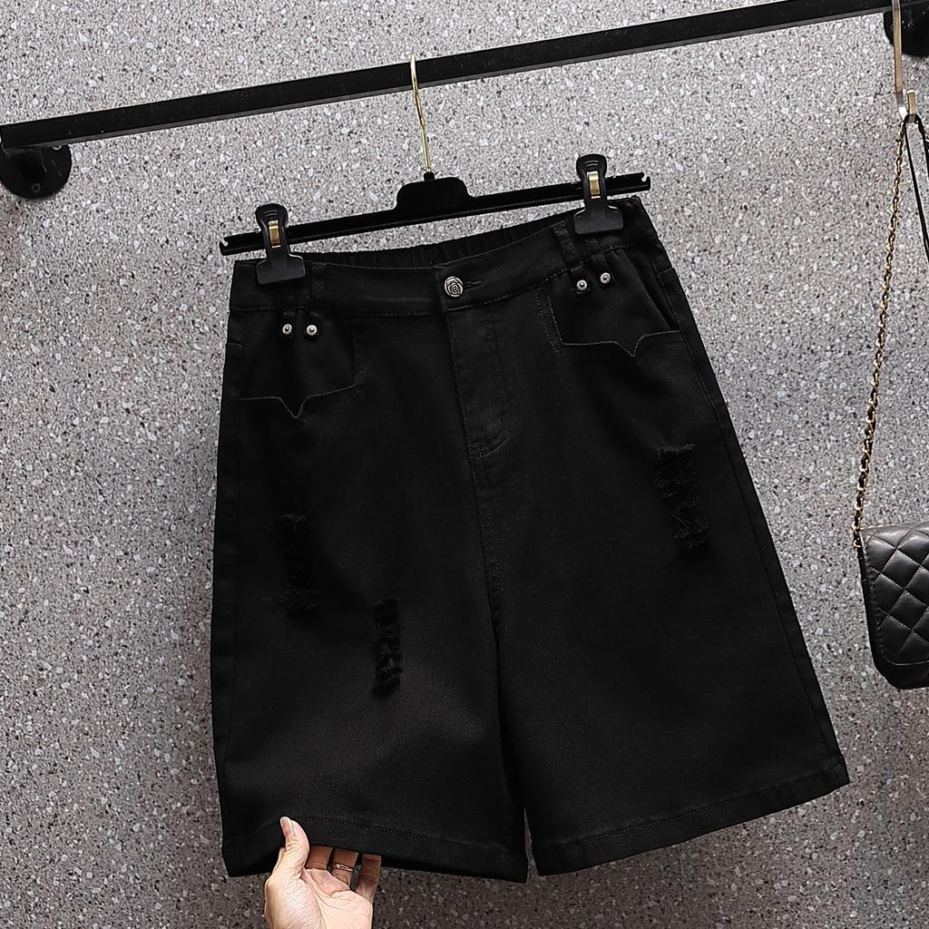 DIMANAF Dámske Šortky Plus Size Letné Harem Džínsové Krátke Základné Vysoký Pás Jednofarebné Nohavice Biela Elastický Pás