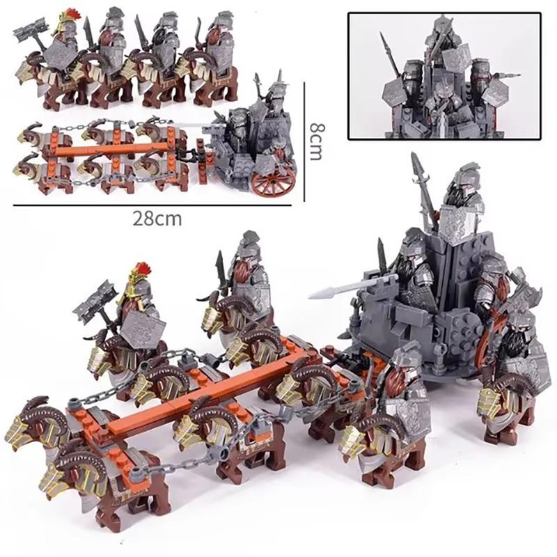 Medieval Dwarf Wild Boar Chariot Army Figures Set Mini Lord Building Blocks Bricks Toy