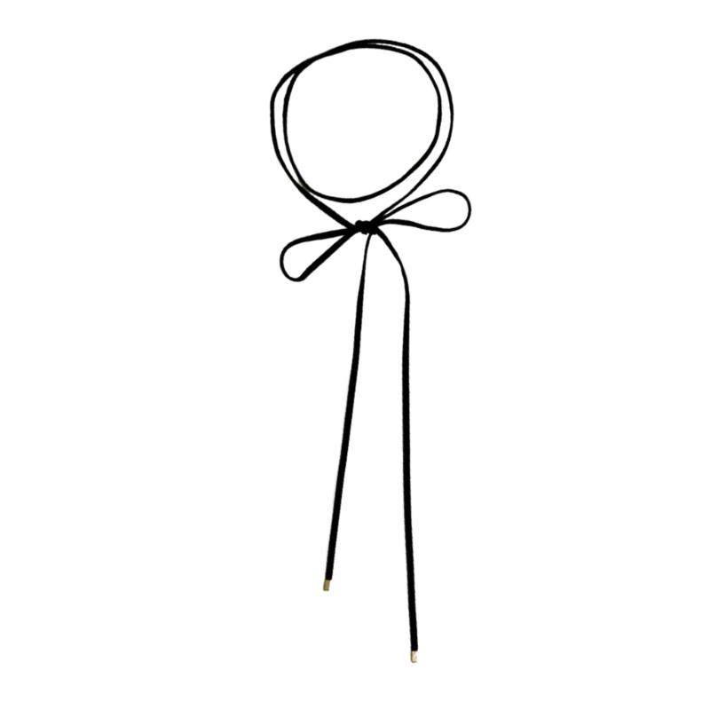 

Gothic Black Long Velvets Bowknot Necklace for Women Korean Tie-up Charm Chokers Collar Jewelry Gift for Women Girls 1