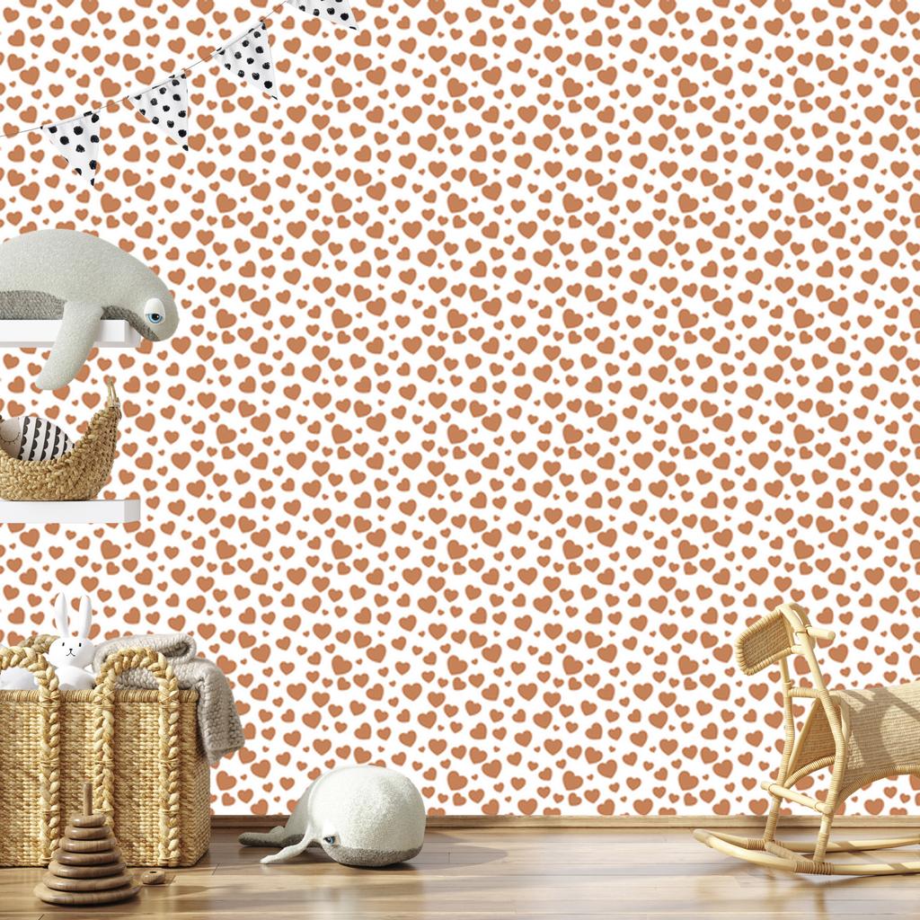 Heart Wallpaper White, Cream, Orange and Peach 50x1000