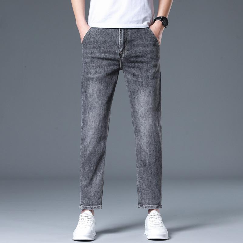 New Slim Jeans Men's Stretchy Slim Feet 9-point Casual Pants