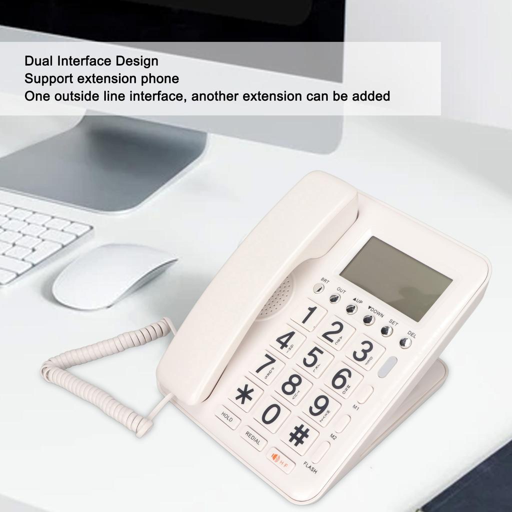 Corded Telephone Caller ID Full Hands   Fixed Landline with Blue Screen for