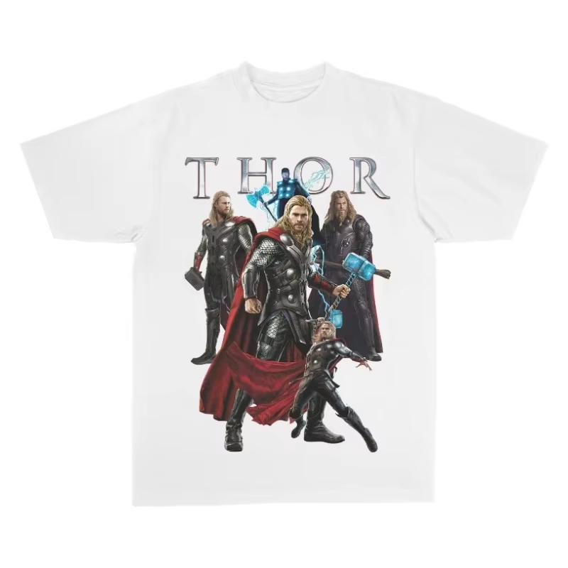 2026 new Thor 90s Streetwear Cotton TShirt Retro Harajuku Casual Crew Neck Short Sleeve Top for Men and Women Marvel
