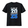 Klasse von 2025 Abschlussjahrgang Zurück zur Schule Absolventen Blaues T-Shirt Vintage Gewaschenes Oberteil Für den Alltag Mode Mann Dehnbar