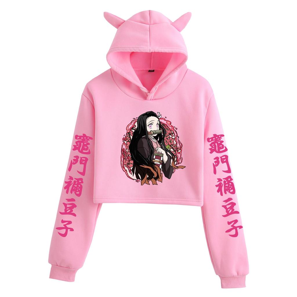 Demon Slayer Cat Ear Anime Hoodie for Women