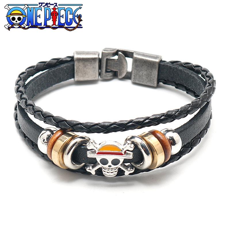 Anime One Piece Bracelet Animation Peripherals Toys Accessories European and American Vintage Leather Bracelet Birthday Gifts