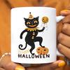 1pc 3A grade 11 oz Black Cat  2025 ceramic coffee mug for room Halloween decoration Birthday Christmas Holiday gift