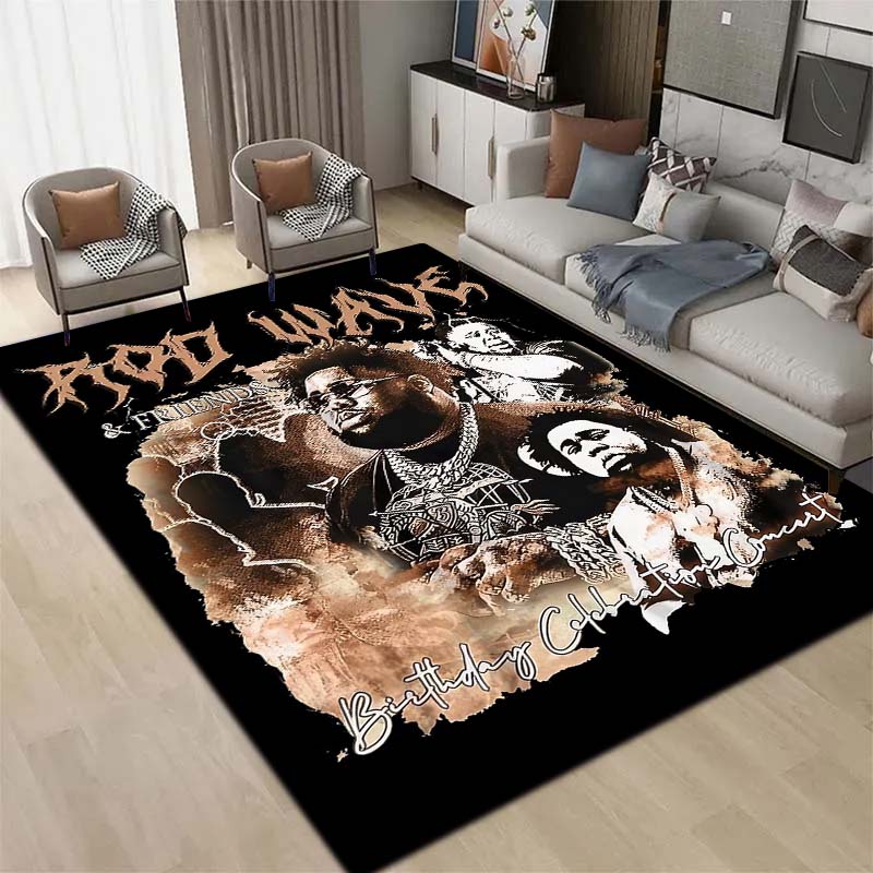 3D  Hip Hop Rapper Carpet Rod Wave Home Living Room Bedroom Decoration Flannel Comfortable Anti slip Area Corridor Carpet Gift